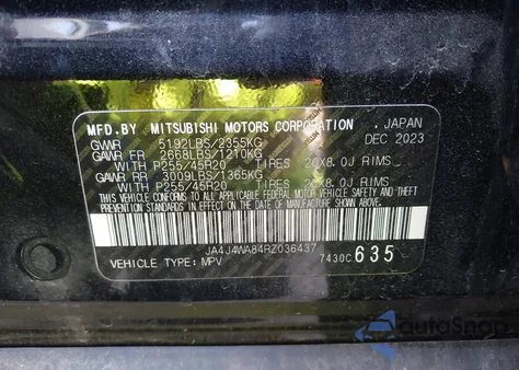 2024 Mitsubishi Outlander Sel Platinum Edition S-Awc из США, поврежденный, VIN JA4J4WA84RZ036437